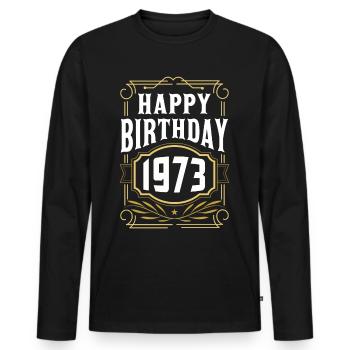 Cadeau d’anniversaire Anniversaire Bursdag Né en 1973 - T-shirt manches longues Premium bio Homme - noir - Devant - Nico (187cm)