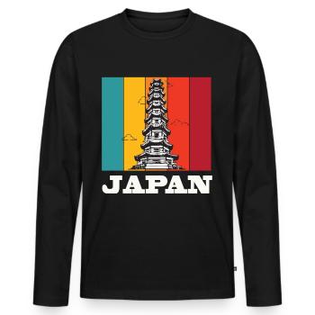 Japon Tokyo Tower Asia Temple - T-shirt manches longues Premium bio Homme - noir - Devant - Nico (187cm)