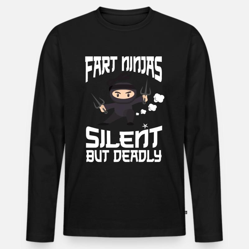 Ninja Tshirt Kinder Herren Ninjutsu - Männer Premium Bio Langarmshirt - Schwarz