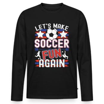 USA Soccer American Flag Colors Saying - Men's Premium Organic Long Sleeve Shirt - black - Front - Nico (187cm)