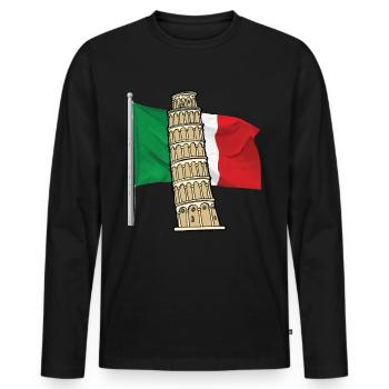Italy flag with leaning tower of Pisa - Men's Premium Organic Long Sleeve Shirt - black - Front - Nico (187cm)