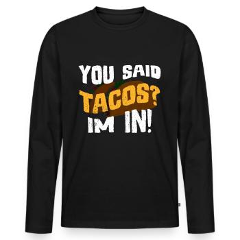 Taco Tuesday Torero Salsa Latino Mexican Nacho - Men's Premium Organic Long Sleeve Shirt - black - Front - Nico (187cm)