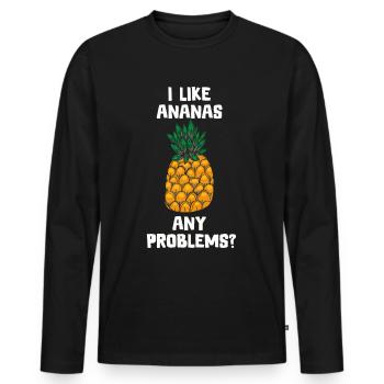 Pineapple - Men's Premium Organic Long Sleeve Shirt - black - Front - Nico (187cm)