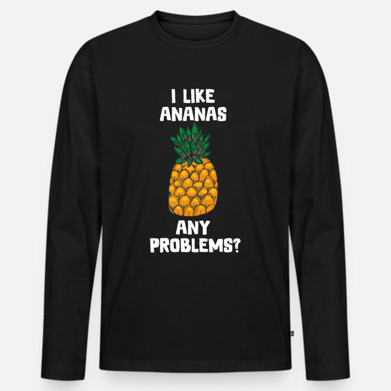 Ananas - Männer Premium Bio Langarmshirt - Schwarz