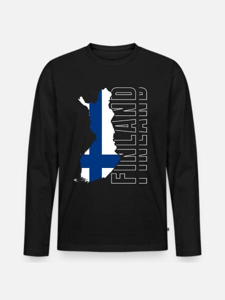 Finnland - Männer Premium Bio Langarmshirt - Schwarz