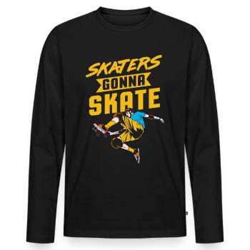 Skateboard Kickflip Gift Longboard Sk8er Sk8 - Men's Premium Organic Long Sleeve Shirt - black - Front - Nico (187cm)