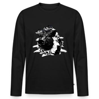 Schwein Tshirt Kinder Frauen Ferkel Pig Ferkelchen - Männer Premium Bio Langarmshirt - Schwarz - Vorne - Nico (187cm)