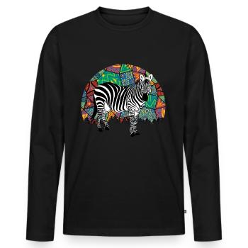 Zebra Africa Horse Hipster Gift Animal Stripe - Men's Premium Organic Long Sleeve Shirt - black - Front - Nico (187cm)