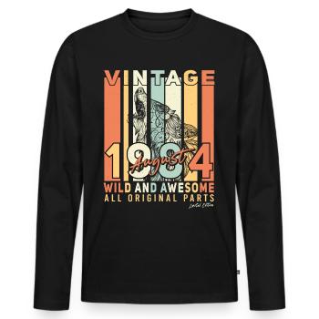 1984 August Geschenkidee - Männer Premium Bio Langarmshirt - Schwarz - Vorne - Nico (187cm)