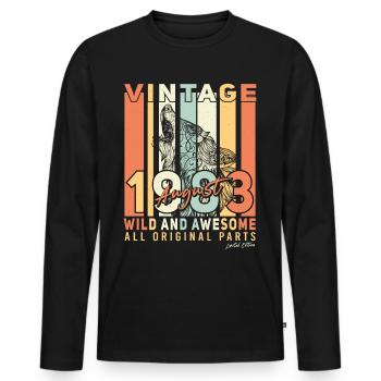 1983 August Geschenkidee - Männer Premium Bio Langarmshirt - Schwarz - Vorne - Nico (187cm)