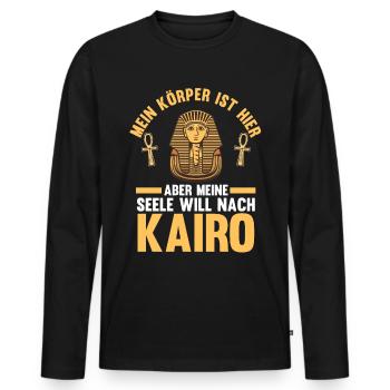 Meine Seele will nach Kairo - Männer Premium Bio Langarmshirt - Schwarz - Vorne - Nico (187cm)