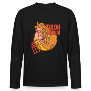 Kamel Dromedar Ganz dünnes Eis Wortwitz DROHmedar - Männer Premium Bio Langarmshirt - Schwarz - Vorne - Nico (187cm)