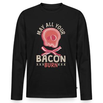 Möge all dein Speck brennen Fleischliebhaber Speck - Männer Premium Bio Langarmshirt - Schwarz - Vorne - Nico (187cm)