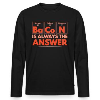 Speck ist immer die Antwort Fleischliebhaber Speck - Männer Premium Bio Langarmshirt - Schwarz - Vorne - Nico (187cm)