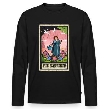 The Gardener Tarot Card Shaman Fortune Telling - Men's Premium Organic Long Sleeve Shirt - black - Front - Nico (187cm)