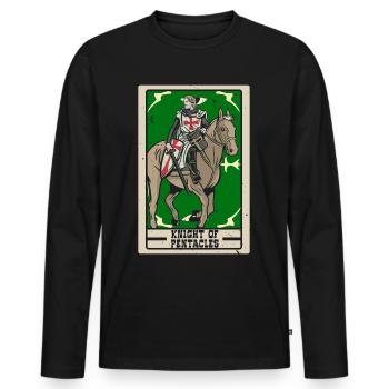 Knight of Coins Tarot Card Fortune Telling - Men's Premium Organic Long Sleeve Shirt - black - Front - Nico (187cm)
