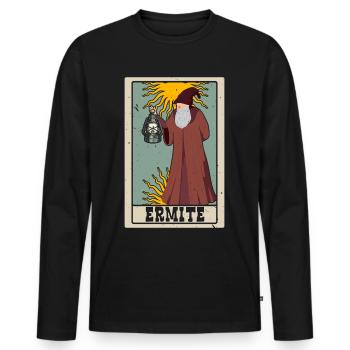 Ermite Tarot Card Shaman Fortune Telling - Men's Premium Organic Long Sleeve Shirt - black - Front - Nico (187cm)