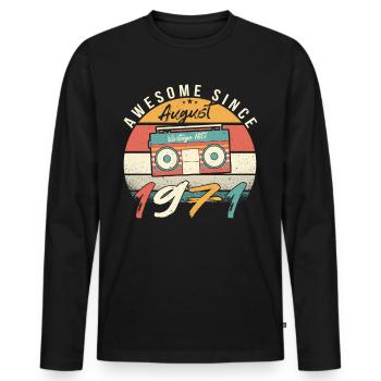 August 1971 Geschenkidee - Männer Premium Bio Langarmshirt - Schwarz - Vorne - Nico (187cm)