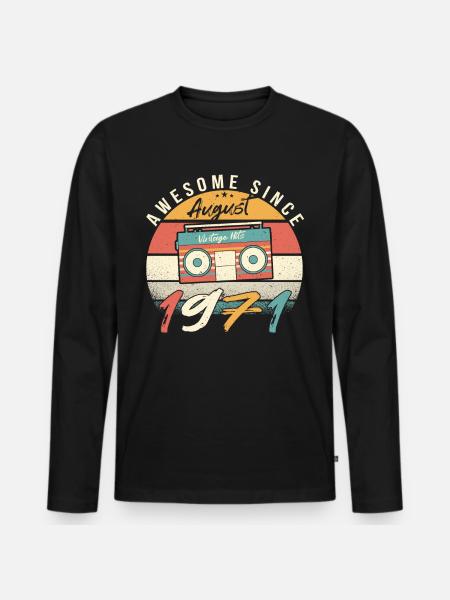 August 1971 Geschenkidee - Männer Premium Bio Langarmshirt - Schwarz