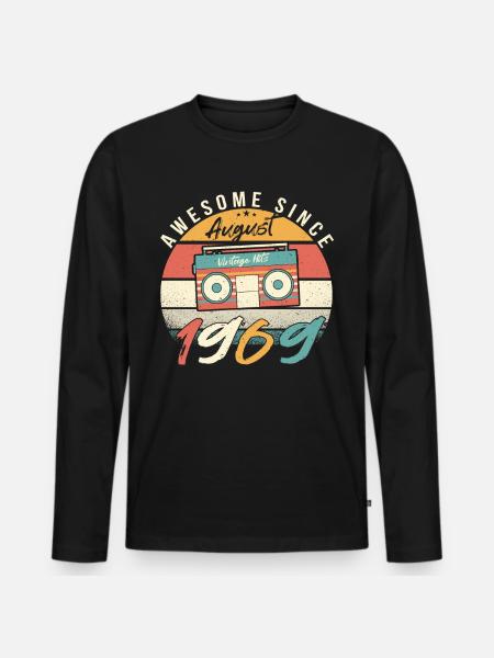 August 1969 Geschenkidee - Männer Premium Bio Langarmshirt - Schwarz