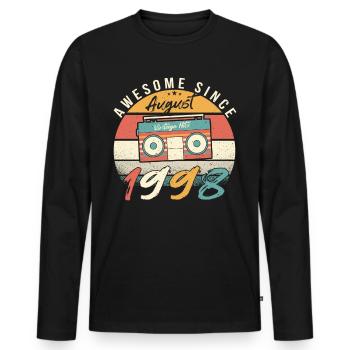 Année de naissance 1998 en août - T-shirt manches longues Premium bio Homme - noir - Devant - Nico (187cm)