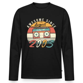 Year of birth 2003 in August - Men's Premium Organic Long Sleeve Shirt - black - Front - Nico (187cm)