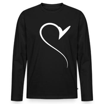 Halbes Weises Herz Simpel - Männer Premium Bio Langarmshirt - Schwarz - Vorne - Nico (187cm)