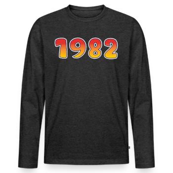 1982 Lucky Year In Orange - Yellow Design - Men's Premium Organic Long Sleeve Shirt - heather anthracite - Front - Nico (187cm)
