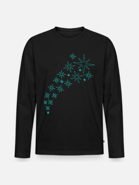 Sternenbogen Mintgrünes Design - Männer Premium Bio Langarmshirt - Schwarz