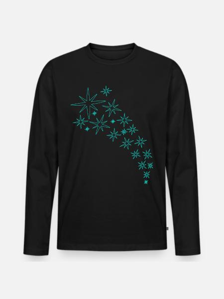 Stjerner Mint Green Design - Premium økologisk langærmet T-shirt til mænd - sort