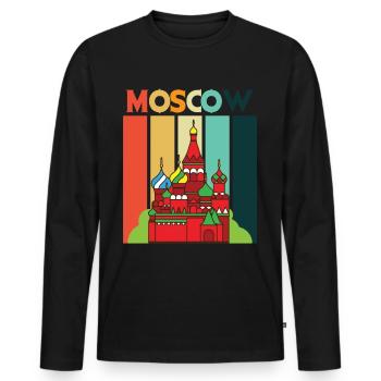 Cathédrale rétro de Moscou Russie - T-shirt manches longues Premium bio Homme - noir - Devant - Nico (187cm)