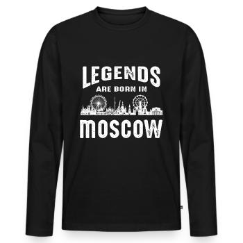Moscou Légendes Russie Skyline - T-shirt manches longues Premium bio Homme - noir - Devant - Nico (187cm)
