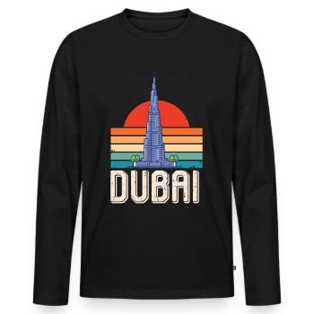 Dubai Sunrise Burj Khalifa UAE Middle East - Men's Premium Organic Long Sleeve Shirt - black - Front - Nico (187cm)