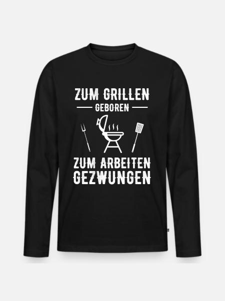 Grillen Grill Grillsaison - Männer Premium Bio Langarmshirt - Schwarz