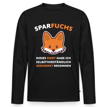 Sparfuchs Lustiger Spruch Finanzen - Männer Premium Bio Langarmshirt - Schwarz - Vorne - Nico (187cm)