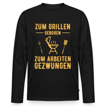 Grillen Witziger Spruch Humor - Männer Premium Bio Langarmshirt - Schwarz - Vorne - Nico (187cm)