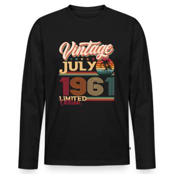 Millésime Juillet 1961 61ème anniversaire Hommes 61 ans - T-shirt manches longues Premium bio Homme - noir - Devant - Nico (187cm)
