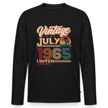 Millésime Juillet 1965 57ème anniversaire Hommes 57 ans - T-shirt manches longues Premium bio Homme - noir - Devant - Nico (187cm)