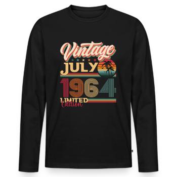 Millésime Juillet 1964 58ème anniversaire Hommes 58 ans - T-shirt manches longues Premium bio Homme - noir - Devant - Nico (187cm)