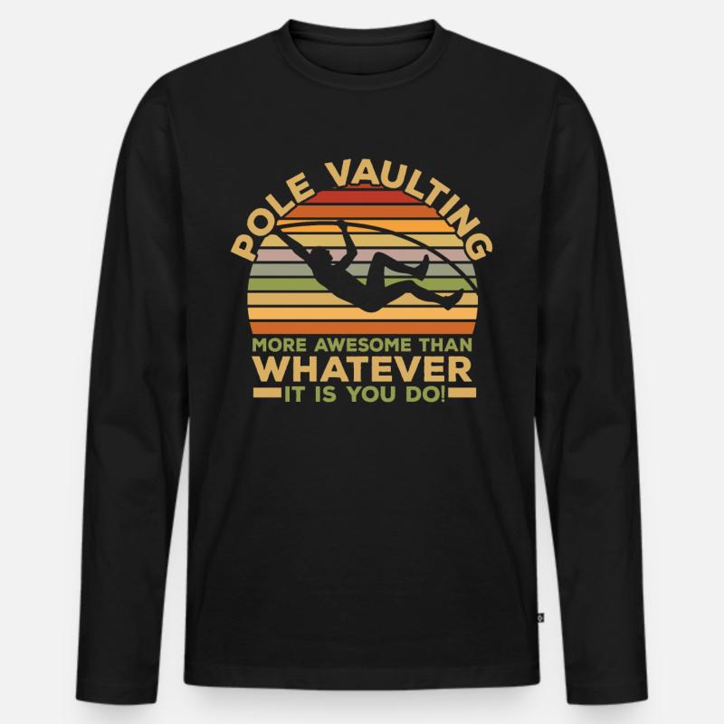 Retro Stabhochspringer Leichtathletik Stabhochspru - Männer Premium Bio Langarmshirt - Schwarz