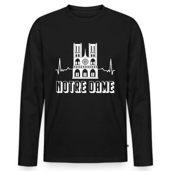 Cathédrale Notre Dame Heartbeat parisienne - T-shirt manches longues Premium bio Homme - noir - Devant - Nico (187cm)