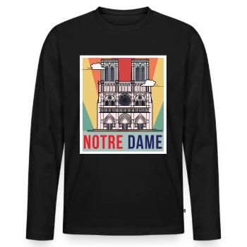 Cathédrale rétro Notre-Dame de Paris - T-shirt manches longues Premium bio Homme - noir - Devant - Nico (187cm)