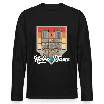 Cathédrale Notre Dame Nostalgie Paris Ville - T-shirt manches longues Premium bio Homme - noir - Devant - Nico (187cm)