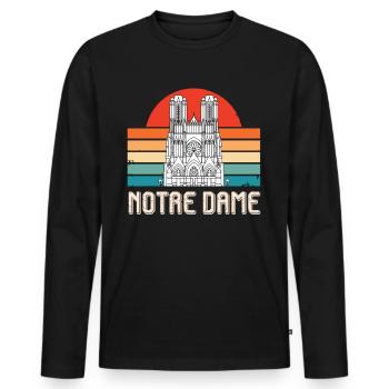 Cathédrale Notre-Dame de Paris France - T-shirt manches longues Premium bio Homme - noir - Devant - Nico (187cm)