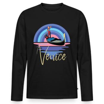 Venice Gondola Grand Canal Northern Italy - Men's Premium Organic Long Sleeve Shirt - black - Front - Nico (187cm)