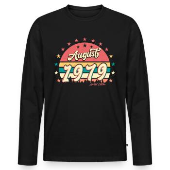 Né en août 1979 - T-shirt manches longues Premium bio Homme - noir - Devant - Nico (187cm)