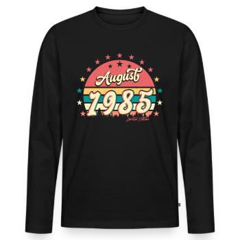 Salutations d’anniversaire 1985 Août - T-shirt manches longues Premium bio Homme - noir - Devant - Nico (187cm)