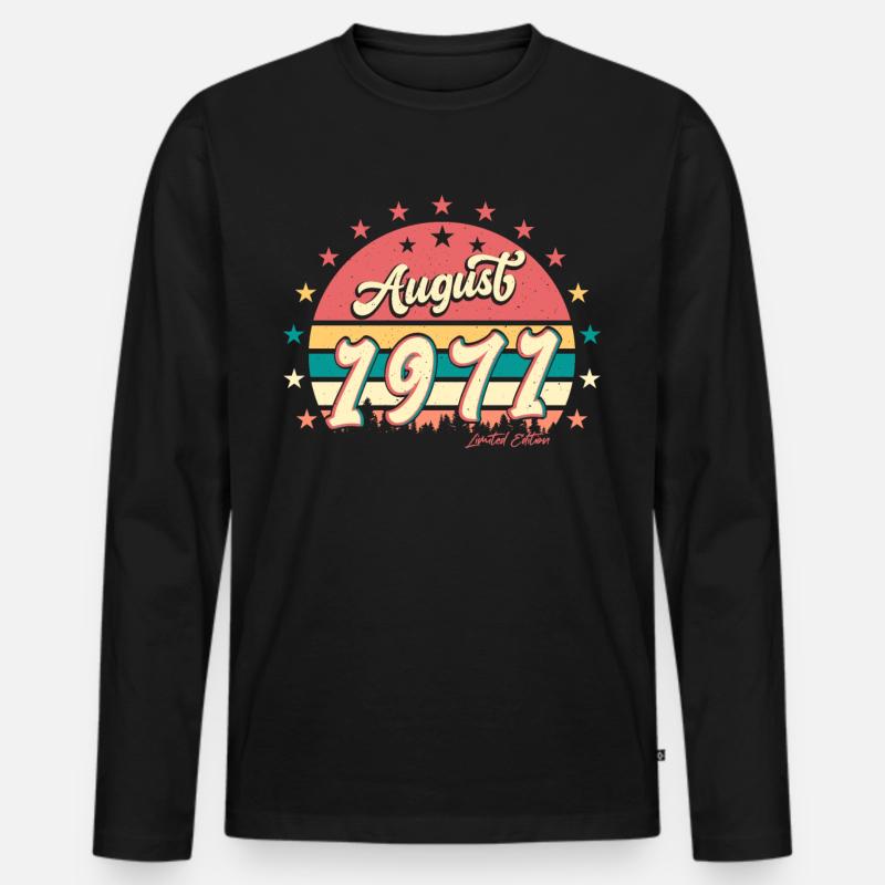 1971 August Retro - Männer Premium Bio Langarmshirt - Schwarz