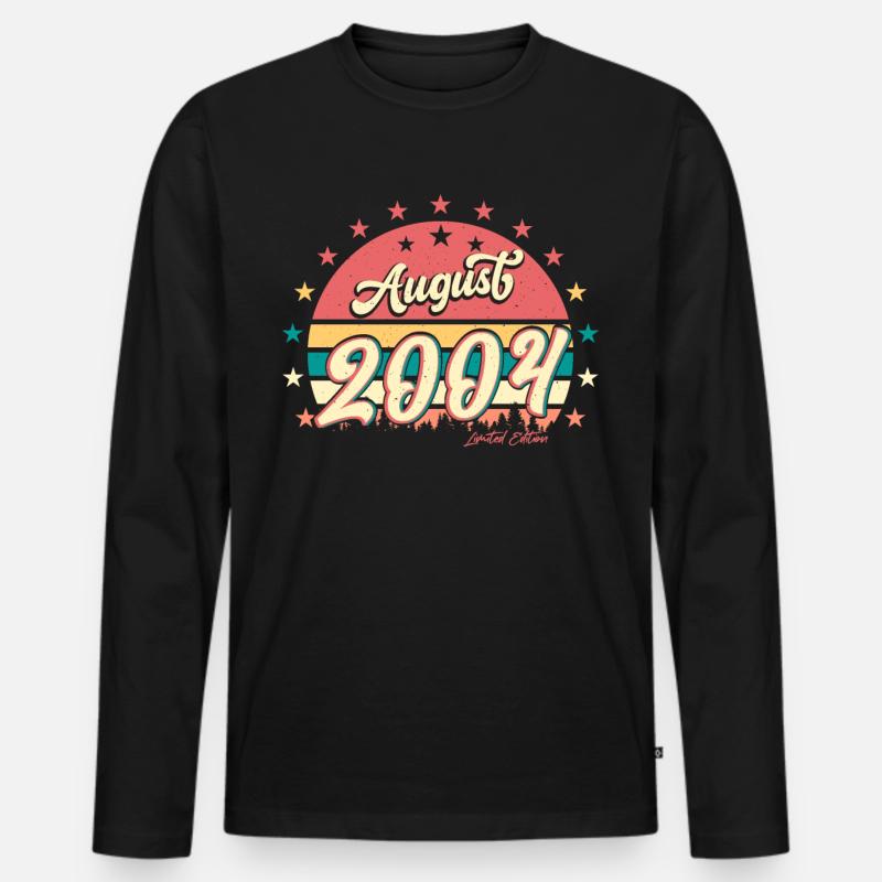 2004 Im August Endlich Volljährig - Männer Premium Bio Langarmshirt - Schwarz