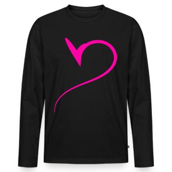 Halbes Pinkes Herz Simpel - Männer Premium Bio Langarmshirt - Schwarz - Vorne - Nico (187cm)